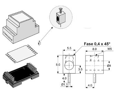 3-Modul-Gehäuse für M36-DIN-Normschienen   Serie 525, Zeichnung