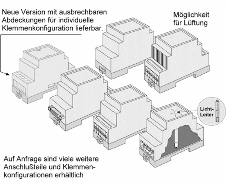 2-Modul-Gehäuse für M36-DIN-Normschienen  Serie 350, Zeichung
